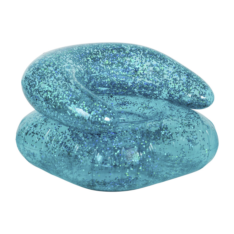 Opblaasbare kinderstoel glitter - blauw