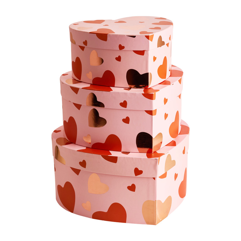 Cadeaudoos hart - roze - 30x26x15 cm 