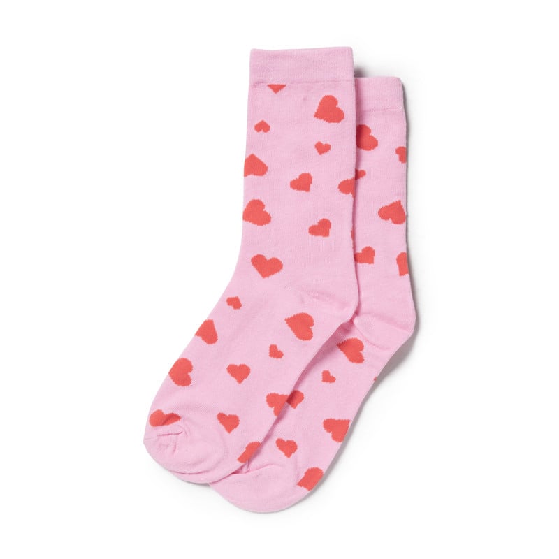 Sokken hartjes - roze/rood - maat 38-41