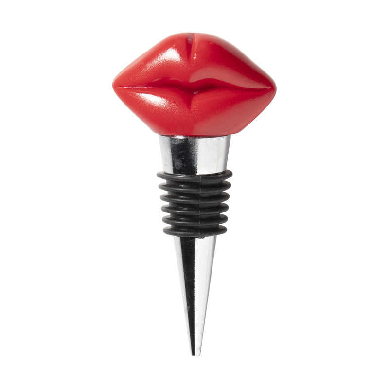 Wijnstopper lippen - rood - 5x4x13cm