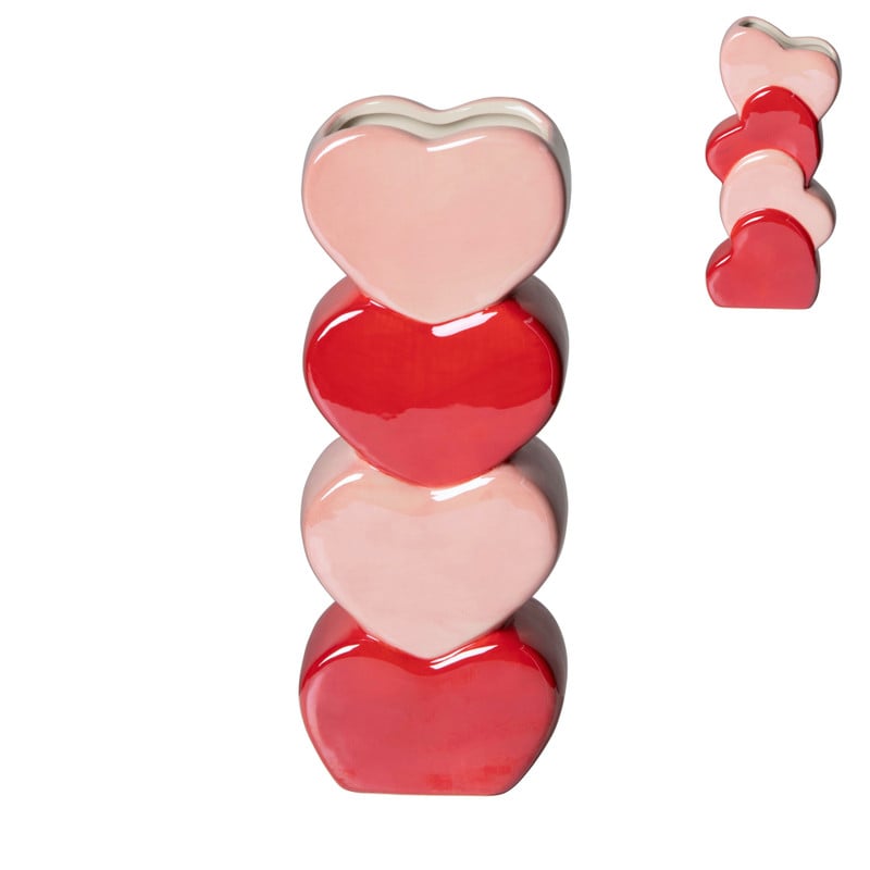Vaas met hartjes - diverse varianten - 21.5x8.4x5.7 cm