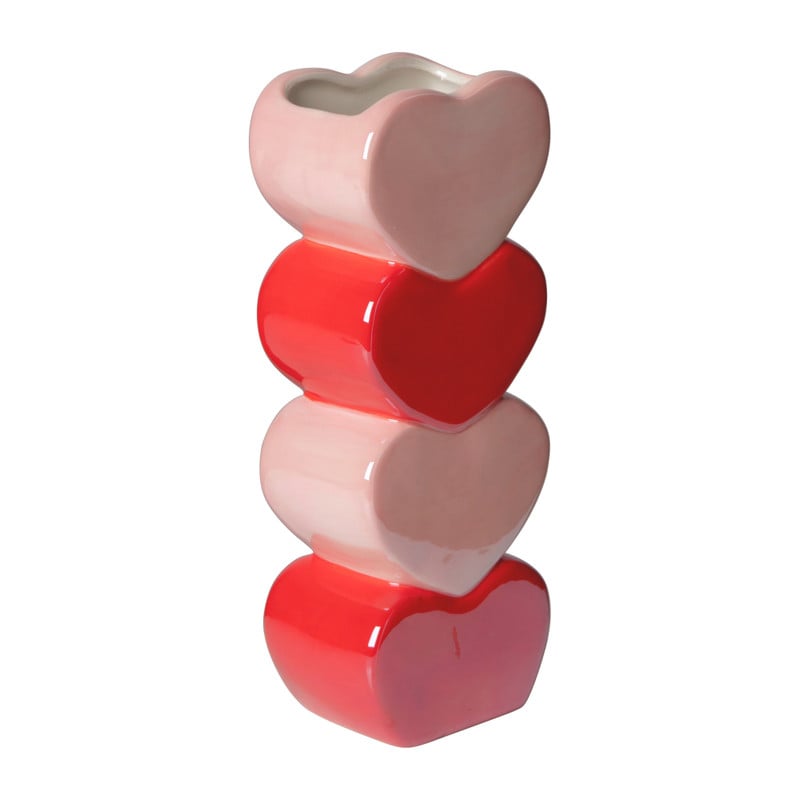 Vaas met hartjes - diverse varianten - 21.5x8.4x5.7 cm