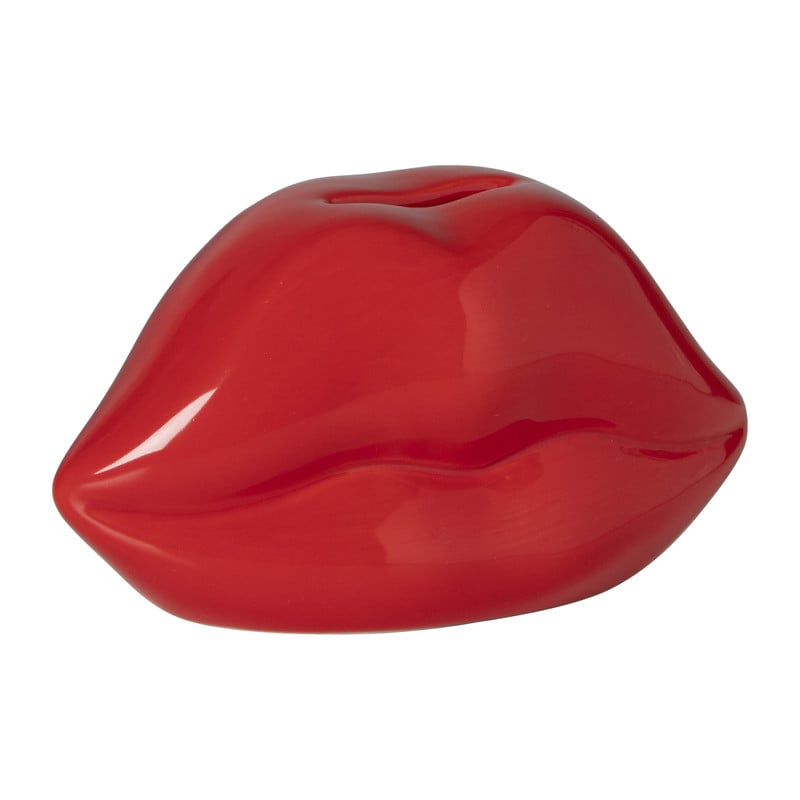 Spaarpot lippen - rood - 8.5x15.8x8 cm