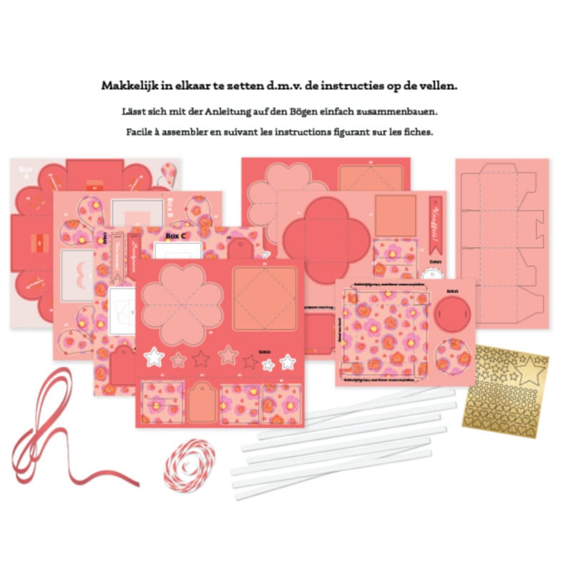 DIY hartjes verrassings explosiebox - rood