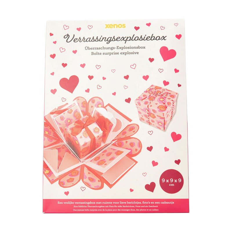 DIY hartjes verrassings explosiebox - rood