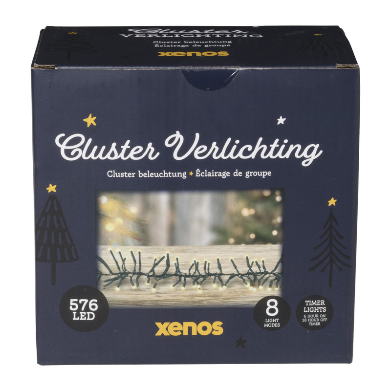 Clusterverlichting LED - warm wit - 576 lampjes - 4 meter 