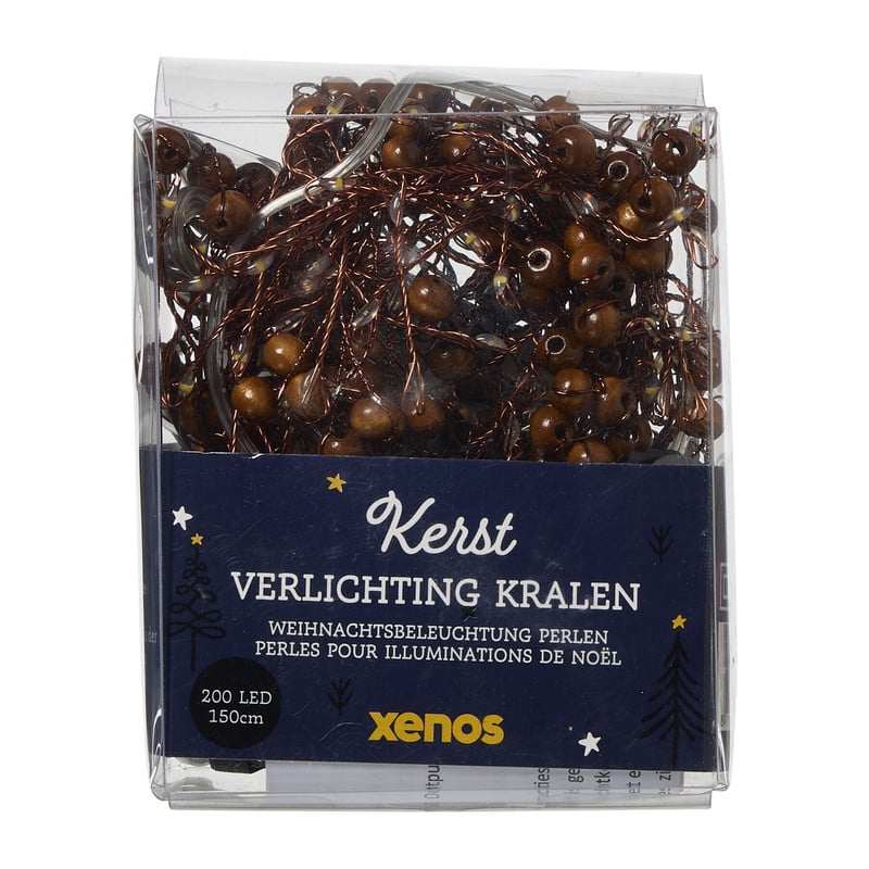 Kerstverlichting kralen - 200 LED - bruin - 150 cm