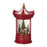 Kerstlantaarn carrousel met LED - rood - 15.5x15.5x26 cm