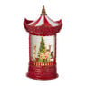 Kerstlantaarn carrousel met LED - rood - 15.5x15.5x26 cm