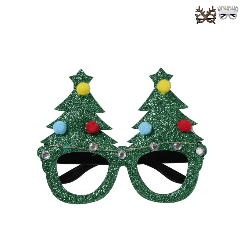 Kerstbril color change led - zilverkleurig - 18x6x15.5 cm