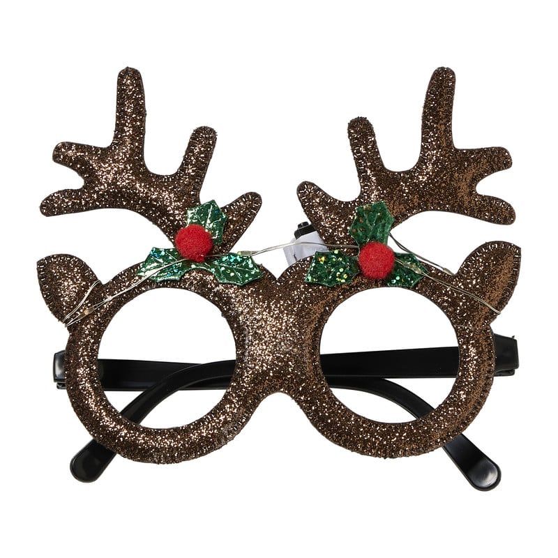 Kerstbril color change led - zilverkleurig - 18x6x15.5 cm