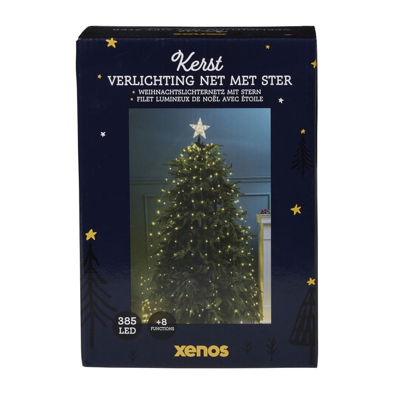 Kerstverlichting net met ster - groen - 240 cm