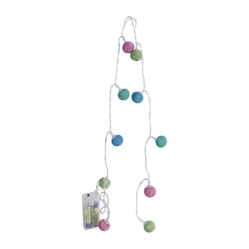 LED-verlichting met gekleurde bolletjes - groen/roze/blauw - 10 lampjes