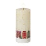 LED kaars met huisjesprint groot - wit - ø7x15 cm 