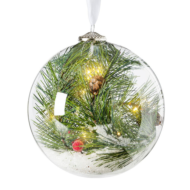 Kerstbal met takjes en verlichting - 15 cm