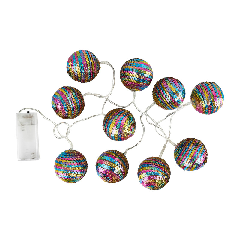Lichtslinger pailletten - multikleur - 10 lampjes