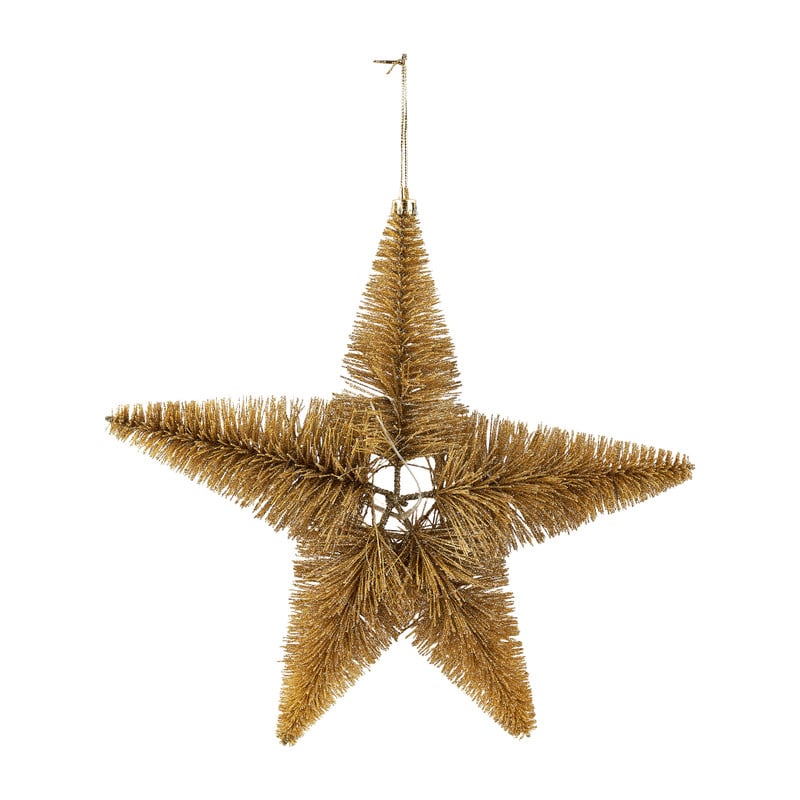 Kerstster met verlichting- goud - 25 cm 