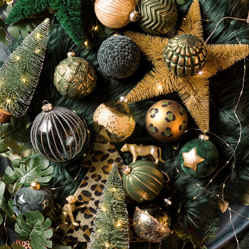 Kerstster met verlichting- goud - 25 cm 
