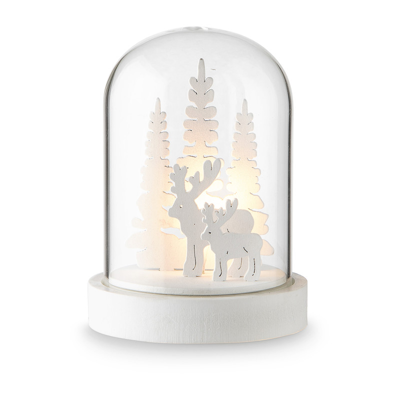Stolp verlichting boom/rendier - 9x9x12 cm - wit