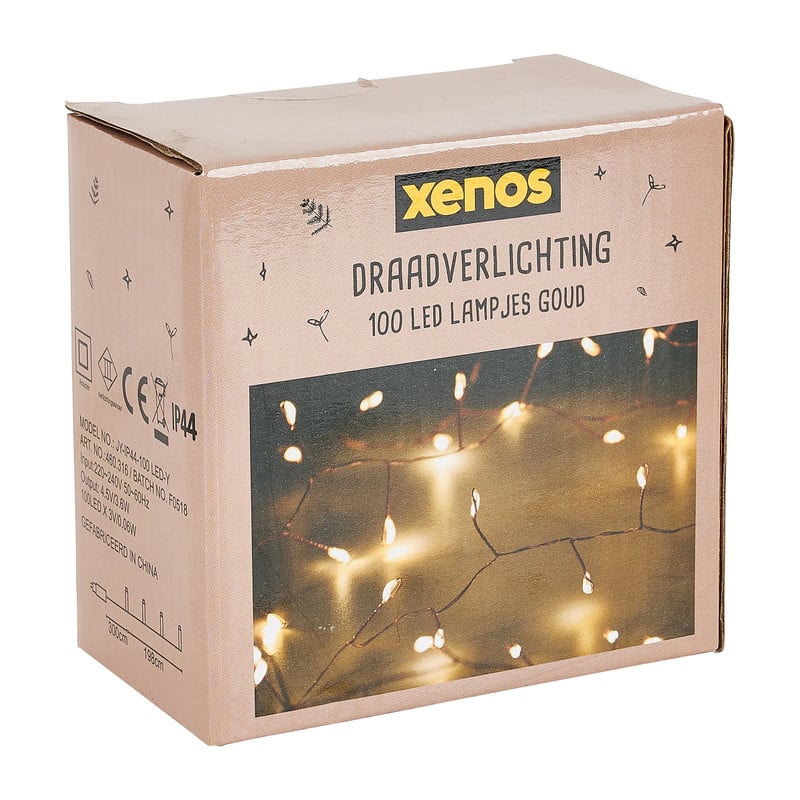 Kerstverlichting - goud - 100 led lampjes - 1,98 meter