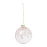 Kerstbal met glitter - roze - 8 cm