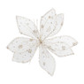 Bloem op clip - wit - glitter
