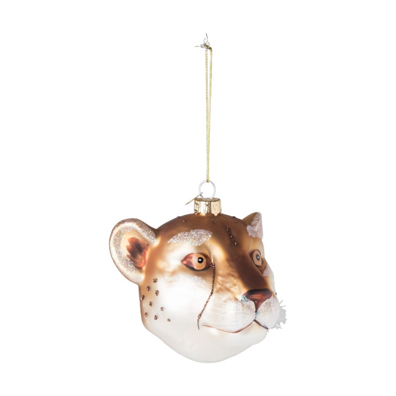 Kersthanger cheetah - bruin - 10x9.6x9.2 cm