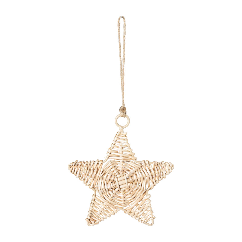Kersthanger ster - rotan - ⌀15 cm