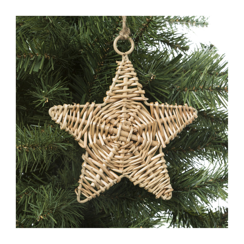 Kersthanger ster - rotan - ⌀15 cm