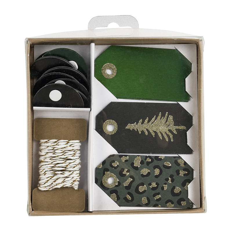 Cadeau inpakset kerst - zwart/groen