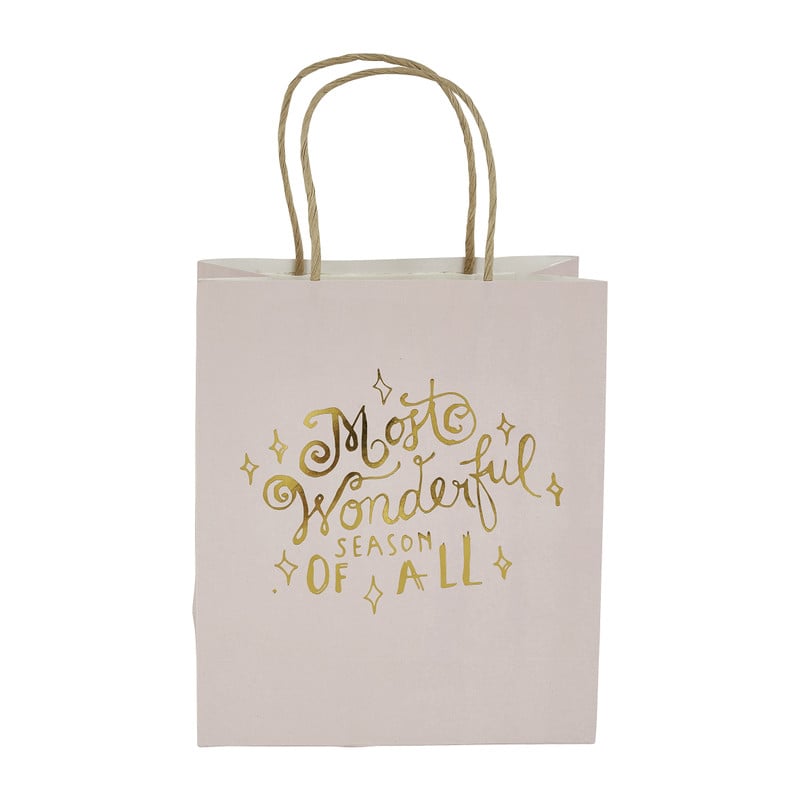 Cadeatasje met tekst- roze/goud - 18x21 cm 