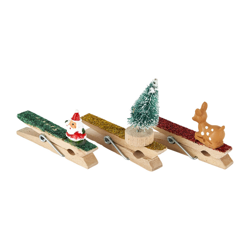 Clips met kerstdecoratie - set van 3