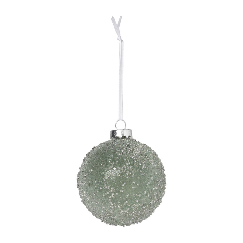 Kerstbal groen met reliëf - groen - Ø8 cm