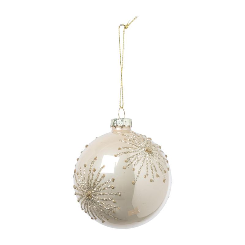Kerstbal zon - champagnekleurig - 8 cm