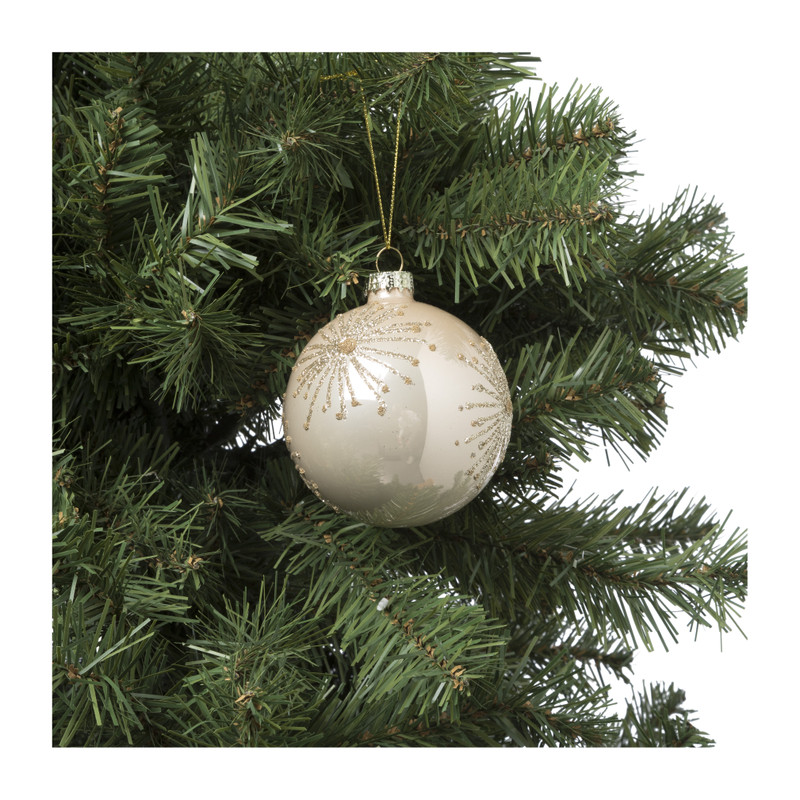 Kerstbal zon - champagnekleurig - 8 cm