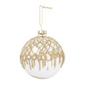 Kerstbal glitterprint - bruin - 8 cm