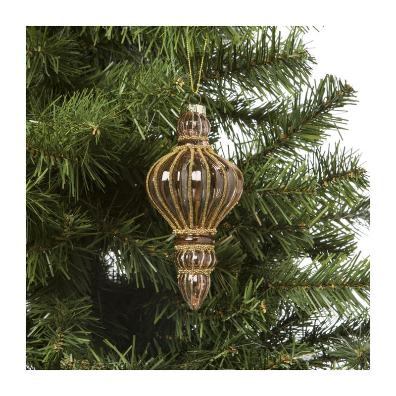 Kerstbal druppel - bruin - ⌀6.5x13.5 cm