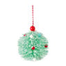 Kerstbal met pompons - groen -  ø10 cm