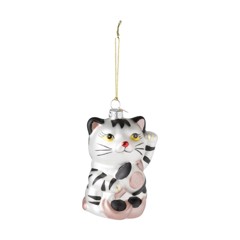 Kersthanger kat - zwart/wit
