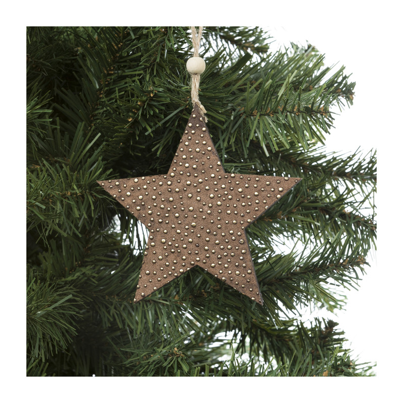 Hanger ster - bruin - 12x12x0.5 cm