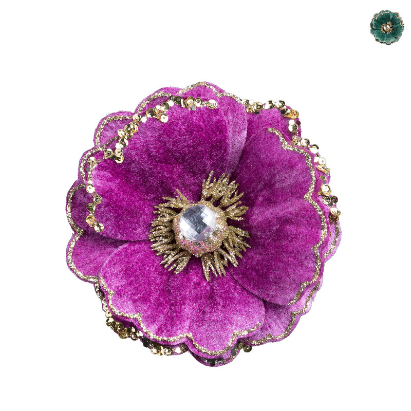 Bloem op clip - diverse kleuren - 14 cm