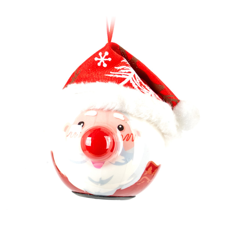 Kerstbal kerstman met LED - Ø6,5 cm
