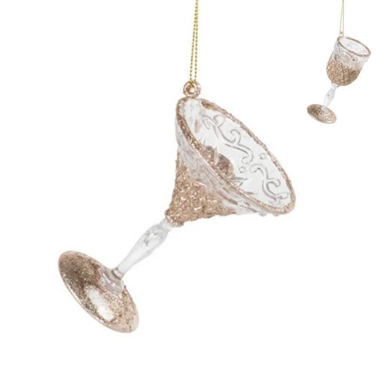 Kersthanger glas champagne - diverse varianten - 9 cm