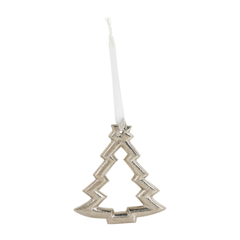 Kersthanger kerstboom - zilver - 10 cm