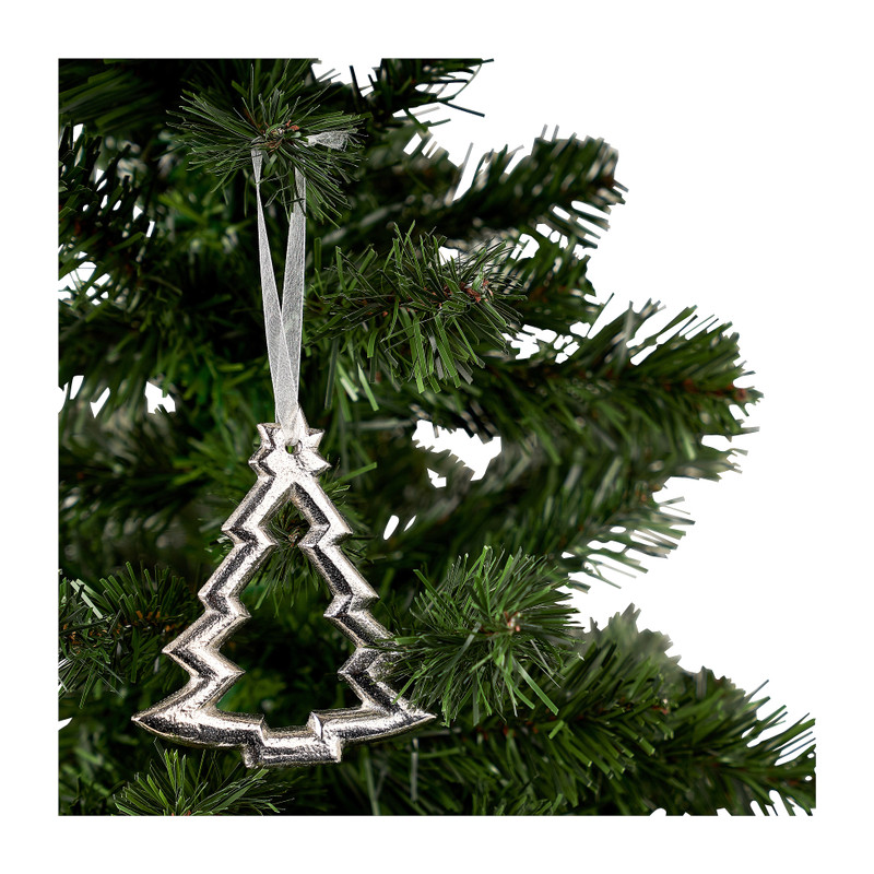 Kersthanger kerstboom - zilver - 10 cm