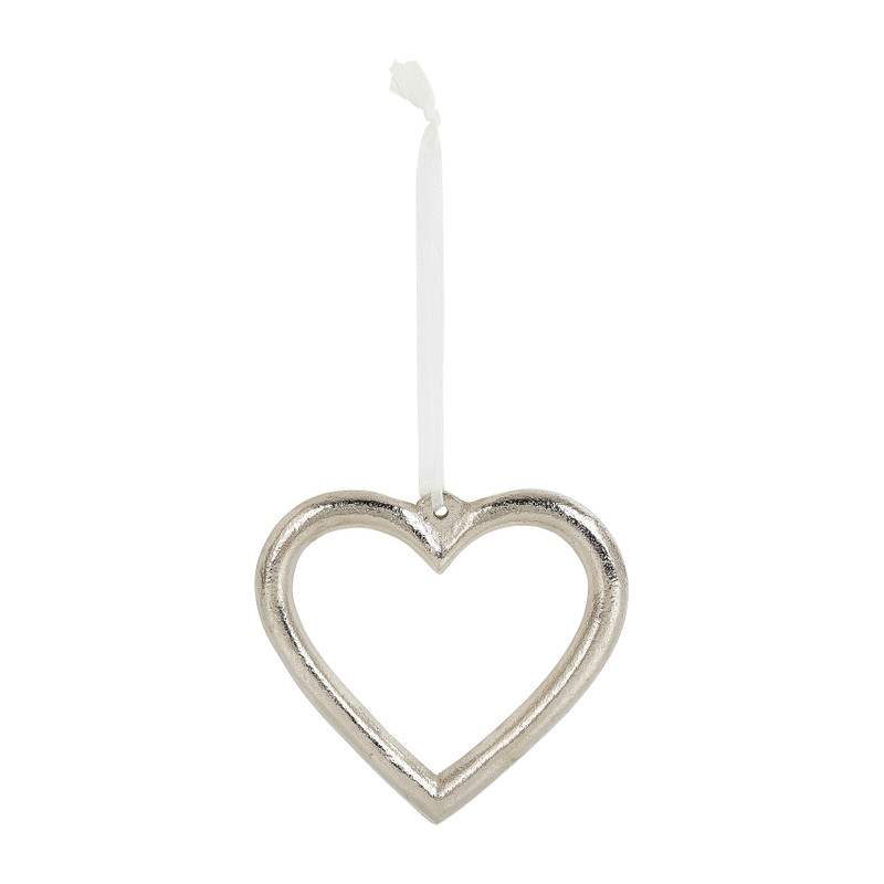 Kersthanger hart - zilver - 10 cm