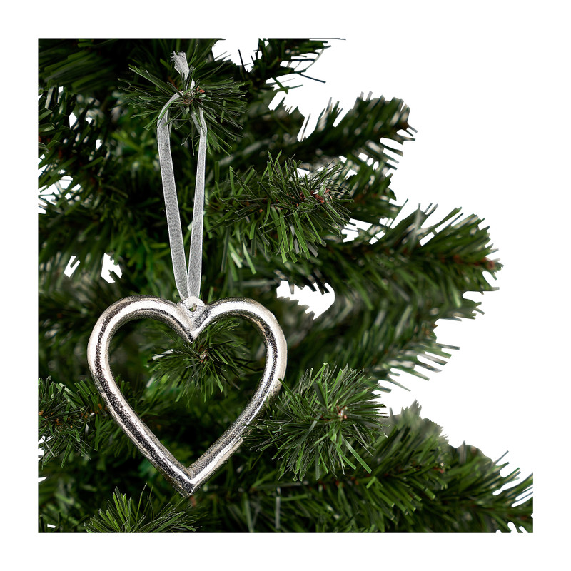 Kersthanger hart - zilver - 10 cm