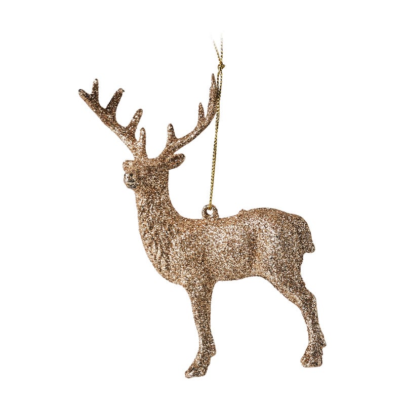 Kersthanger rendier - goudkleurig - 14 cm