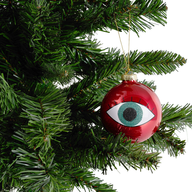 Kerstbal EYE - rood - 8 cm