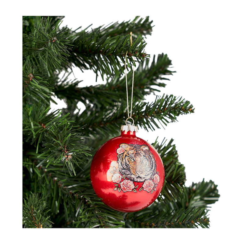 Kerstbal rood - 8 cm - glas